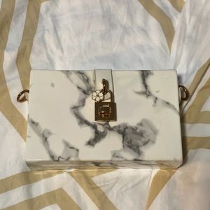 White marble rectangle crossbody clutch